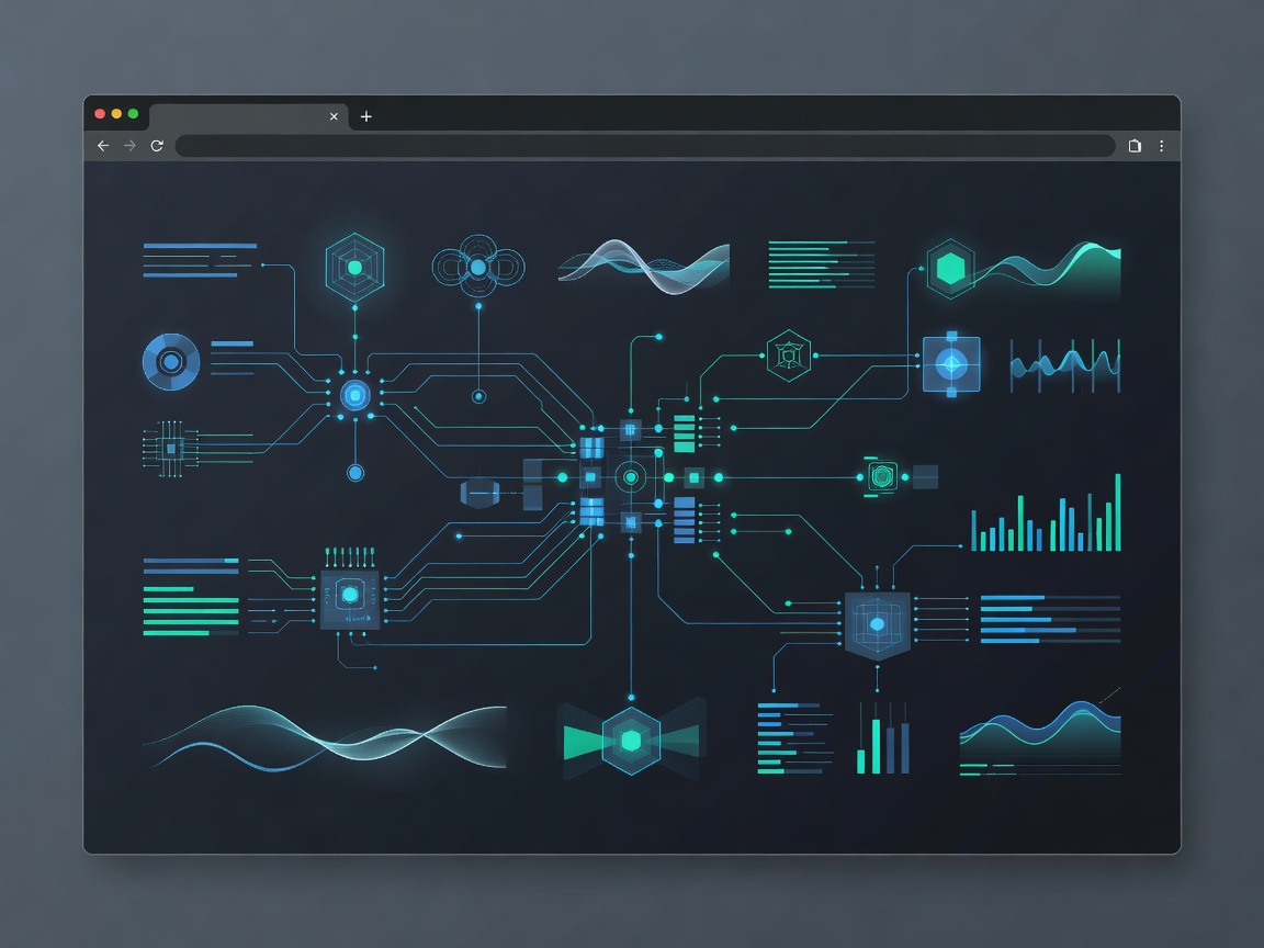 Modern sleek software browser UI layout interface mapping out clean structural technical dashboard lines and data networks for advanced technical system monitoring